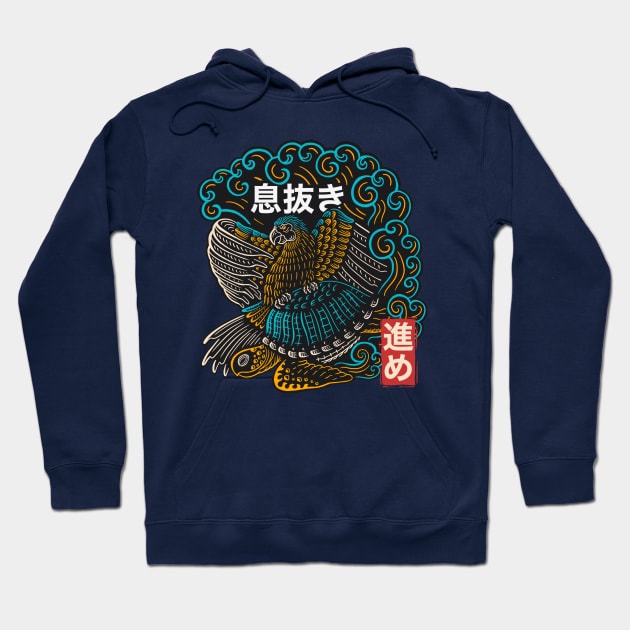 Parrot and Turtle Surfing Hoodie by MANASUKA